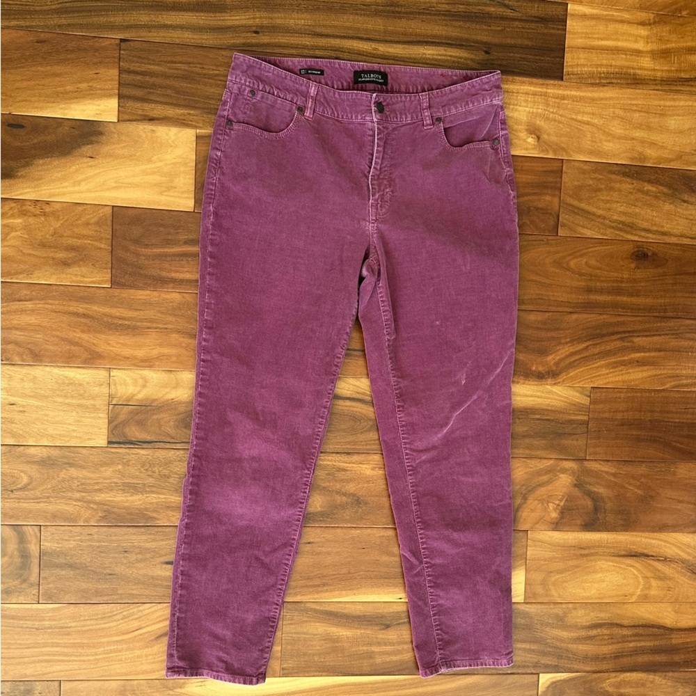 Talbots Wine Colored Boyfriend Five Pocket  Corduroy Pants size 12